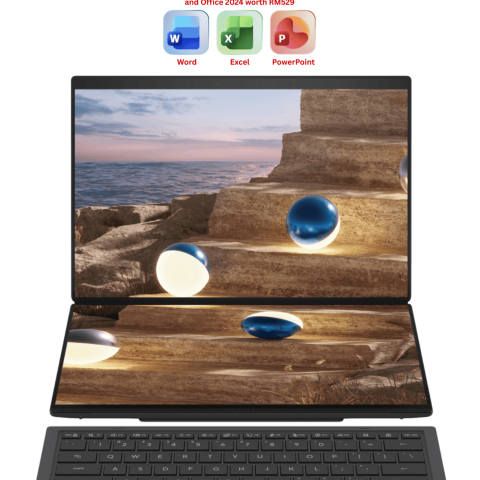 Asus Zenbook Duo UX8407A-ASN358WS 14" 3K OLED Touch Moher Gray (CUX7-358H, 32GB D5, 1TB PCIe, Intel Arc, H&S, W11) - Zapcart Technology Qatar