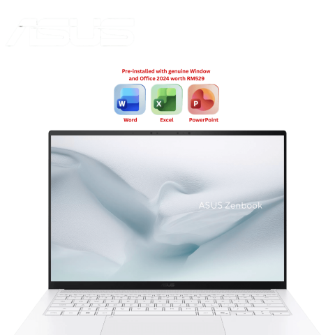 Asus Zenbook S14 [UX5406A-ASU449WSP/UX5406A-ASU450WSP] 14" 3K 120Hz OLED Touch (CU7 355, 16GB LPDDR5X, 1TB SSD, H&S, W11) - Zapcart Technology Qatar