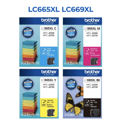Brother Ink Cartridge LC665XLC/M/Y/LC669XLBK - Cyan/Magenta/Yellow/Black (MFC-J2320, MFC-J2720) - Zapcart Technology Qatar