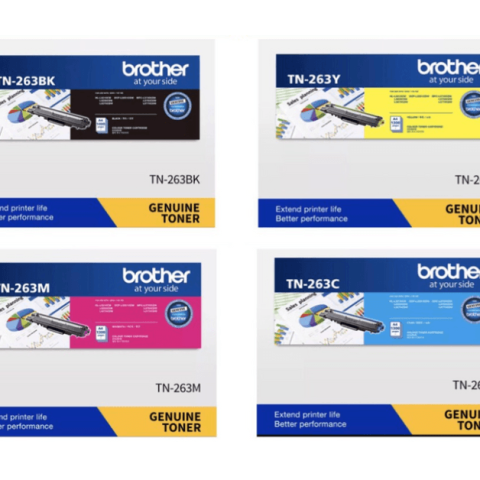 Brother TN-263BK | C | M | Y BLACK / COLOR Original Toner HL-L3230CDN / DCP-L3551CDW / MFC-L3750CDW - Zapcart Technology Qatar