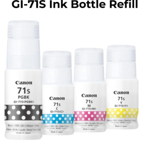 CANON GI-71S BLACK CYAN MAGENTA YELLOW INK BOTTLE (40 ML) For PIXMA G1020/G2020/G3020/G3060/G3770/G4770/G1730/G2730/G3730/G4780 - Zapcart Technology Qatar