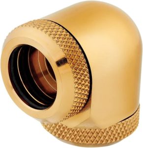 Corsair Hydro X Series XF Hardline 90° 14mm OD Fitting — Gold (2pcs/pack) - Zapcart Technology Qatar