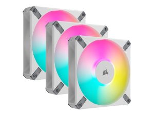 CORSAIR iCUE AF120 RGB ELITE 120mm PWM Fan with AirGuide - Triple Pack with Lighting Node CORE - White (CO-9050158-WW) - Zapcart Technology Qatar