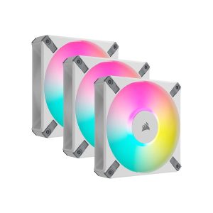 CORSAIR iCUE AF120 RGB ELITE 120mm PWM Fan with AirGuide - Triple Pack with Lighting Node CORE - White (CO-9050158-WW) - Zapcart Technology Qatar