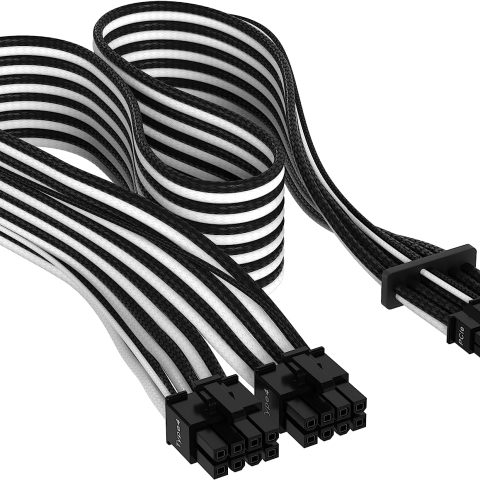CORSAIR Premium Individually Sleeved 12+4pin PCIe Gen 5 12VHPWR 600W cable, Type 4, WHITE/BLACK (CP-8920333) - Zapcart Technology Qatar