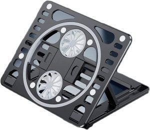 CYCLONE LAPTOP STAND (S17 PLASTIC) COOLING BRACKET FOLDABLE & LIFTABLE DUAL FAN COOLING - Zapcart Technology Qatar
