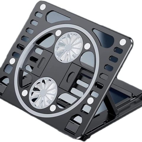 CYCLONE LAPTOP STAND (S17 PLASTIC) COOLING BRACKET FOLDABLE & LIFTABLE DUAL FAN COOLING - Zapcart Technology Qatar