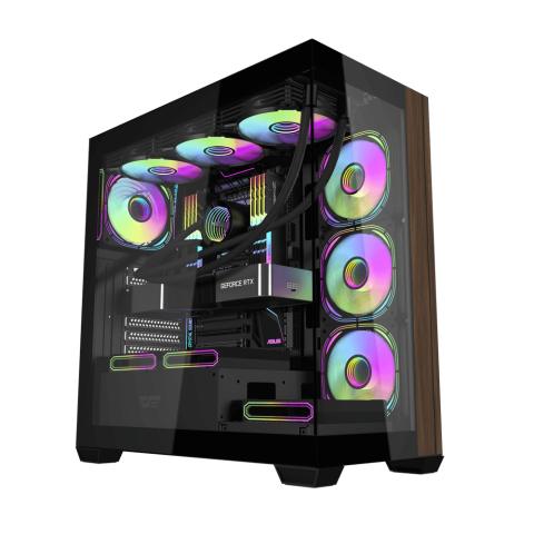 DarkFlash DS900W WOOD TEMPERED GLASS ATX PC CASE - Zapcart Technology Qatar