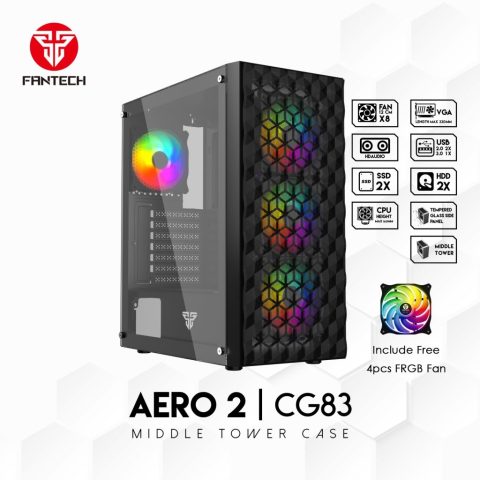 FANTECH AERO 2 CG83 RGB FAN MIDDLE TOWER CASE - Zapcart Technology Qatar