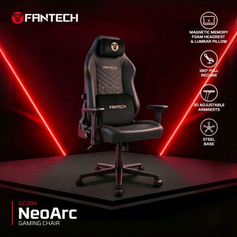 Fantech GC284 NEO ARC Gaming Chair (Magnetic memory foam headrest & lumbar pillow) - Zapcart Technology Qatar