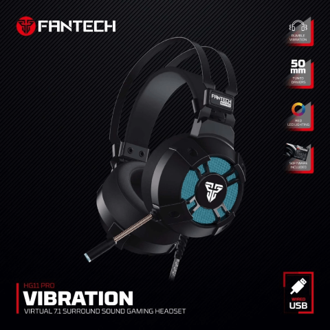 FANTECH HG11 Pro Vibration Virtual 7.1 Surround Sound Gaming Headset - Zapcart Technology Qatar