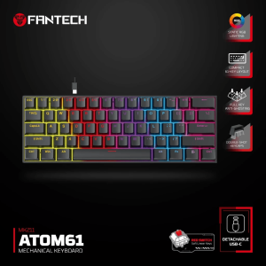 FANTECH MK211 ATOM 61 KEY WIRED MECHANICAL KEYBOARD WITH RED SWITCH - Zapcart Technology Qatar