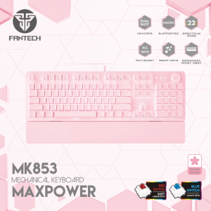 FANTECH - MK853v2 MAX PRO WITH WRISTREST BLUE/RED SWITCH RGB MECHANICAL KEYBOARD (PINK) - Zapcart Technology Qatar