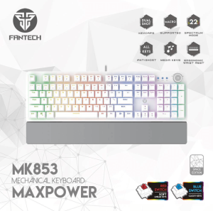 FANTECH - MK853v2 MAX PRO WITH WRISTREST BLUE/RED SWITCH RGB MECHANICAL KEYBOARD (WHITE) - Zapcart Technology Qatar