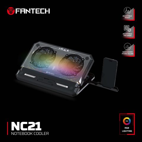FANTECH (NC21-BLACK)-FANTECH RGB LAPTOP COOLER - Zapcart Technology Qatar