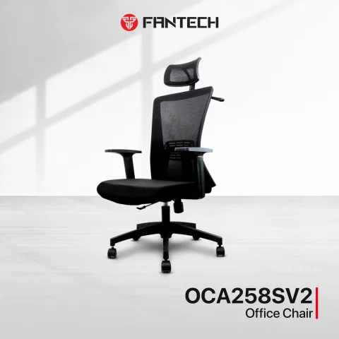 Fantech OCA258SV2 Office Chair Black Mesh Modern Revolving Wheels With Adjustable Armrest Headrest Comfortable Executive Chair - Zapcart Technology Qatar