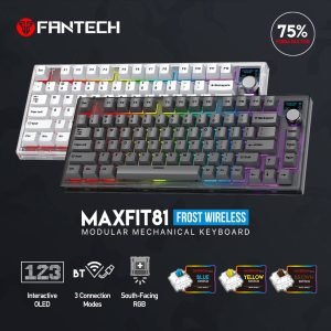 FANTECH PBT WIRELESS MECHANICAL KEYBOARD WITH BLUE SWITCH (MK910-FROST) - Zapcart Technology Qatar