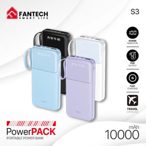 Fantech PowerBank S3 with 10000 mAh Capacity, 5 Output, Fast Charging - Zapcart Technology Qatar