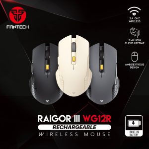 FANTECH Raigor III WG12R Gaming Mouse with 2.4GHz Wireless Connection, Up to 2000 DPI, Rechargeable Battery - Zapcart Technology Qatar