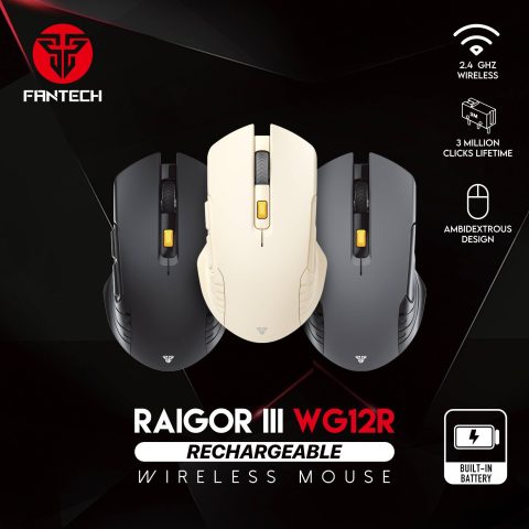 FANTECH Raigor III WG12R Gaming Mouse with 2.4GHz Wireless Connection, Up to 2000 DPI, Rechargeable Battery - Zapcart Technology Qatar