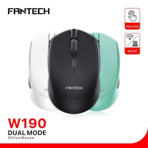 FANTECH W190 DUAL MODE 2.4Ghz and Bluetooth Wireless Mouse Up to 200 Hours Of Battery Mini Mute Silent Office Mouse Mice (BLACK) - Zapcart Technology Qatar