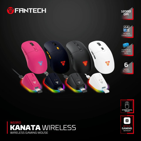 FANTECH WG9RD KANATA Wireless Gaming Mouse with RGB Charging Dock - Zapcart Technology Qatar