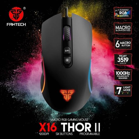 FANTECH X16 THOR II MACRO RUNING RGB 4200 DPI GAMING MOUSE PIXART 3519 SENSOR - Zapcart Technology Qatar