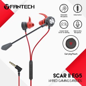 FANTECH(EG5-BLACK)-SCAR II EG5 3.5MM WIRED GAMING EARBUDS - Zapcart Technology Qatar