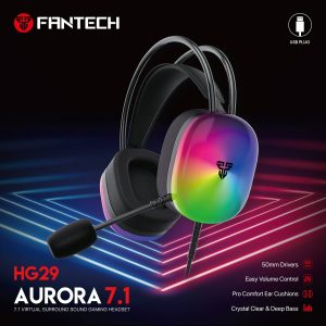 FANTECH(HG29-BLACK)-AURORA 7.1 VIRTUAL SURROUND SOUND GAMING HEADSET - Zapcart Technology Qatar