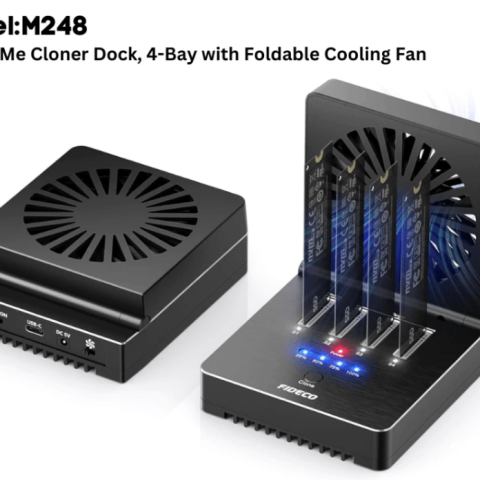Fideco M248 M.2 NVMe 4-Bay Docking Station with Foldable Cooling Fan - Zapcart Technology Qatar