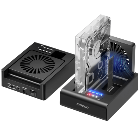 FIDECO MS01-BLACK HDD/SSD + NVMe Clone Docking Station (Supports 2.5,3.5 INCH SATA HDD & SSD Supports M.2 NVMe SSD (M-Key / B+M Key)) - Zapcart Technology Qatar