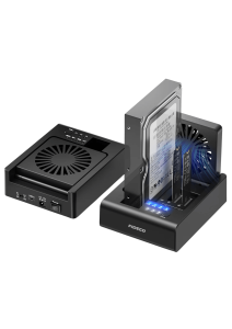 FIDECO MS02-BLACK HDD + Dual NVMe Clone Docking Station (Supports 2.5,3.5 INCH SATA HDD & SSD 2× M.2 NVMe SSD Slots (M-Key / B+M Key)) - Zapcart Technology Qatar