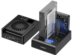 FIDECO MS02-BLACK HDD + Dual NVMe Clone Docking Station (Supports 2.5,3.5 INCH SATA HDD & SSD 2× M.2 NVMe SSD Slots (M-Key / B+M Key)) - Zapcart Technology Qatar