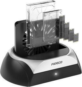 FIDECO (YPZ03SN) Hard Drive Docking Station (M.2 NVME SSD Docking Station with Cooling Fan, Support 2.5 and 3.5 inch SATA HDD SSD, and M.2 NVME SATA SSD, Ultimate Heat Dissipation) - Zapcart Technology Qatar
