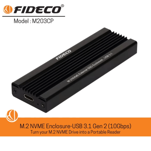 FIDECO(M203CP)- USB3.1 TO M.2 NVME SSD Enclosure-M-KEY - Zapcart Technology Qatar