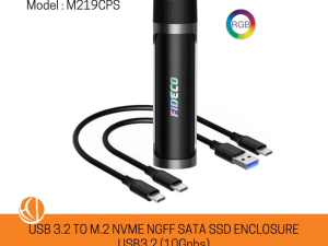 FIDECO(M219CPS)-RGB USB3.1 TO M.2. NVME SSD & NGFF SSD ENCLOSURE - Zapcart Technology Qatar
