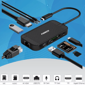 FIDECO(TC09)-USB3.0 TYPE-C 9 IN 1 MUITIFUNCTIONAL ADAPTER - Zapcart Technology Qatar