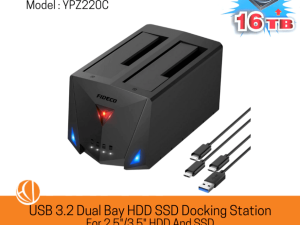 FIDECO(YPZ220C)-DUAL BAY HDD DOCKING STATION WITH TYPE-C - Zapcart Technology Qatar