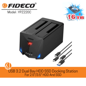 FIDECO(YPZ220C)-DUAL BAY HDD DOCKING STATION WITH TYPE-C - Zapcart Technology Qatar