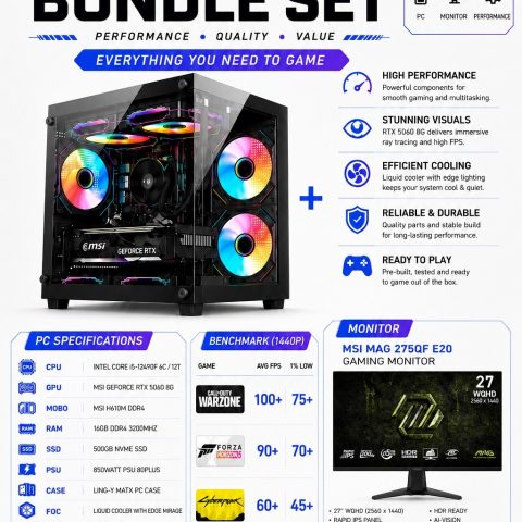Gadget Zone Customized Gaming PC Set June Package (RTX5060 Series) - Set B (Bundle with MSI Gaming Monitor) - Zapcart Technology Qatar