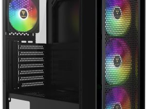 GAMDIAS PC Case, ATX Computer Case for Gaming, Mid-Tower, Tool-Free Tempered Glass Side, High Airflow Mesh Faceplate, Pre-installed 4 x 120mm ARGB Fan, Black, AURA GC2 Elite - Zapcart Technology Qatar
