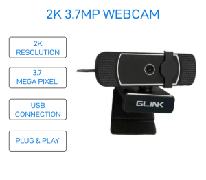 GLINK- 2K 3.7MP USB WEBCAM BUIT IN MIC WITH TRIPOD PRIVACY COVER - Zapcart Technology Qatar