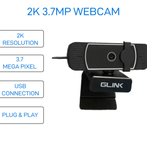 GLINK- 2K 3.7MP USB WEBCAM BUIT IN MIC WITH TRIPOD PRIVACY COVER - Zapcart Technology Qatar