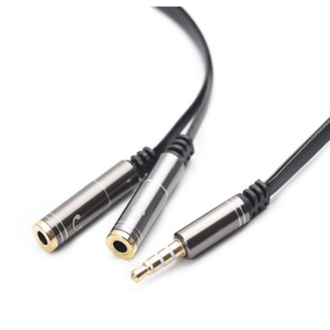GLINK 3.5mm Aux Audio Cable Splitter 1 in 2 out Jack Earphone Audio Splitter Adapter 1 Male to 2 Female Extension Aux FLAT Cable (MIC+EARPHONE) - Zapcart Technology Qatar