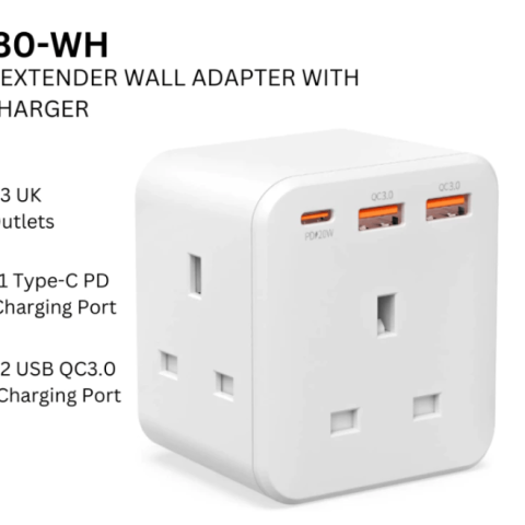 GLINK 3 Way Extender Wall Adapter with 20W PD QC3.0 Fast Charger - Zapcart Technology Qatar