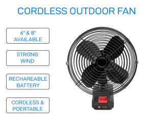 GLINK- 6/8 " 21V Electric Fan Summer Outdoor Camping Ventilador Adjustable Speed Mini Cordless Portable Rechargeable - Zapcart Technology Qatar