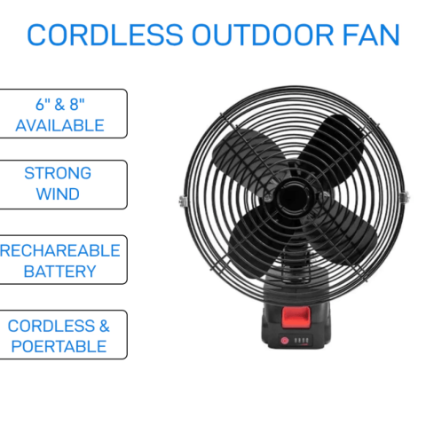 GLINK- 6/8 " 21V Electric Fan Summer Outdoor Camping Ventilador Adjustable Speed Mini Cordless Portable Rechargeable - Zapcart Technology Qatar