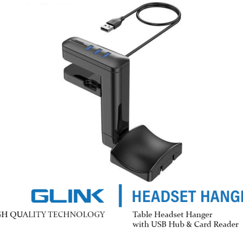 GLINK GAMEPAD + Stand Headset Hanger Table Desk Clamp Stand Holder Headphone Stand+3 PORT USB2.0+MICRO SD/SD CA RDREADER-1.2M - Zapcart Technology Qatar