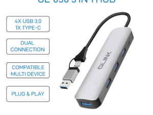 Glink GL-050 5 in 1 USB Hub with Type-C & USB Dual Connection, Plug & Play - Zapcart Technology Qatar