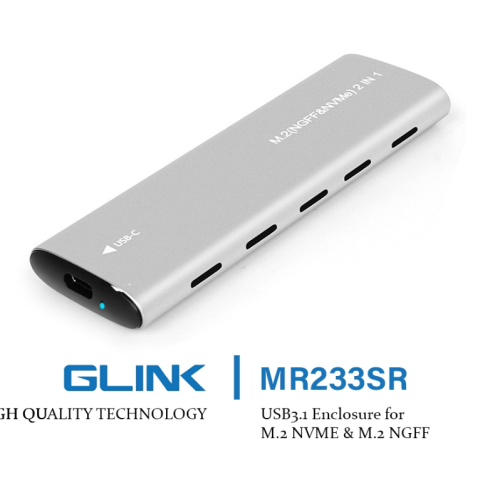 GLINK-M.2 NVME+NGFF 10Gbps Enclosure-USB3.1 Gen2 -MKEY+BKEY - Zapcart Technology Qatar